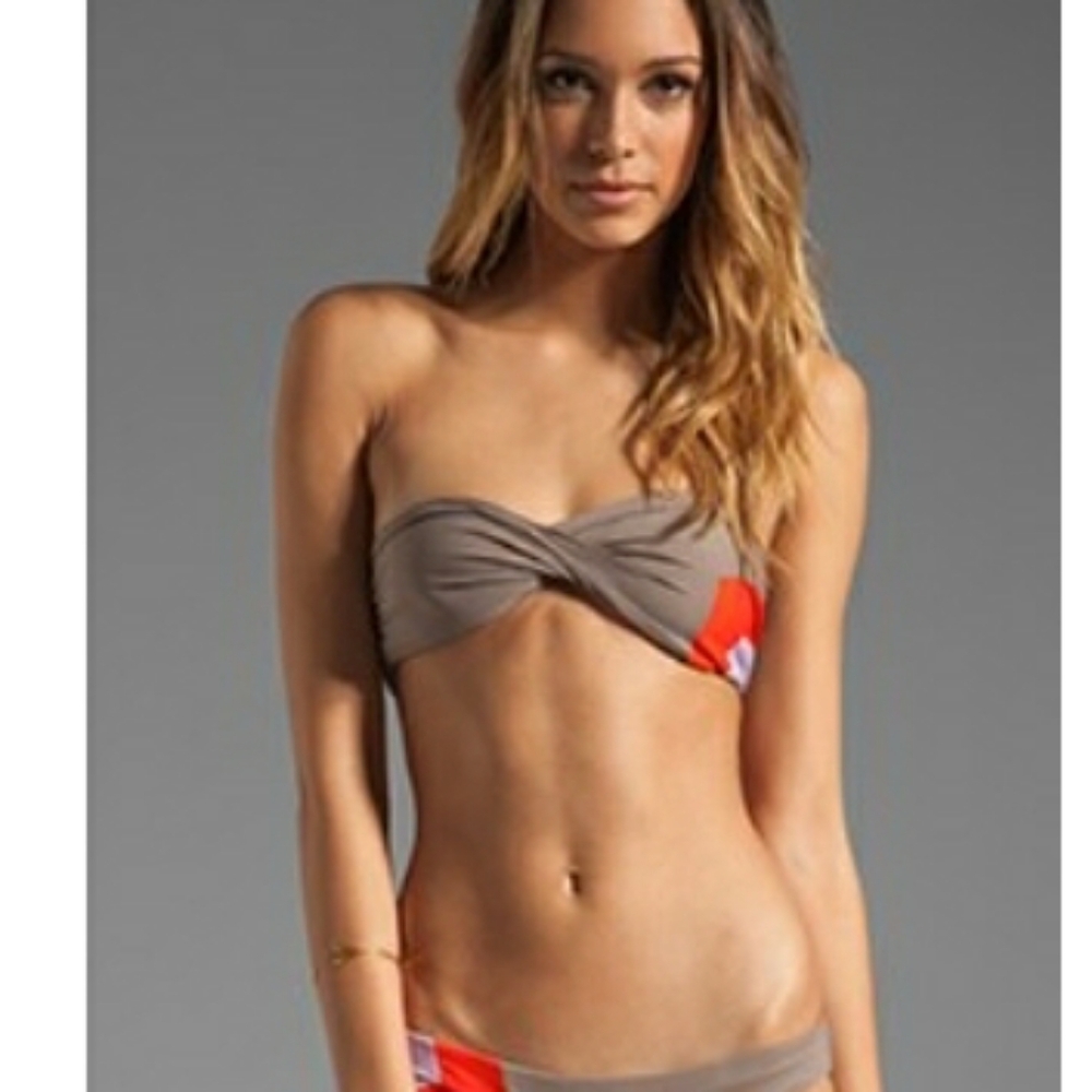 L*Space Color Blocked Neo Bandeau Bikini Top Taupe - Picture 10 of 10